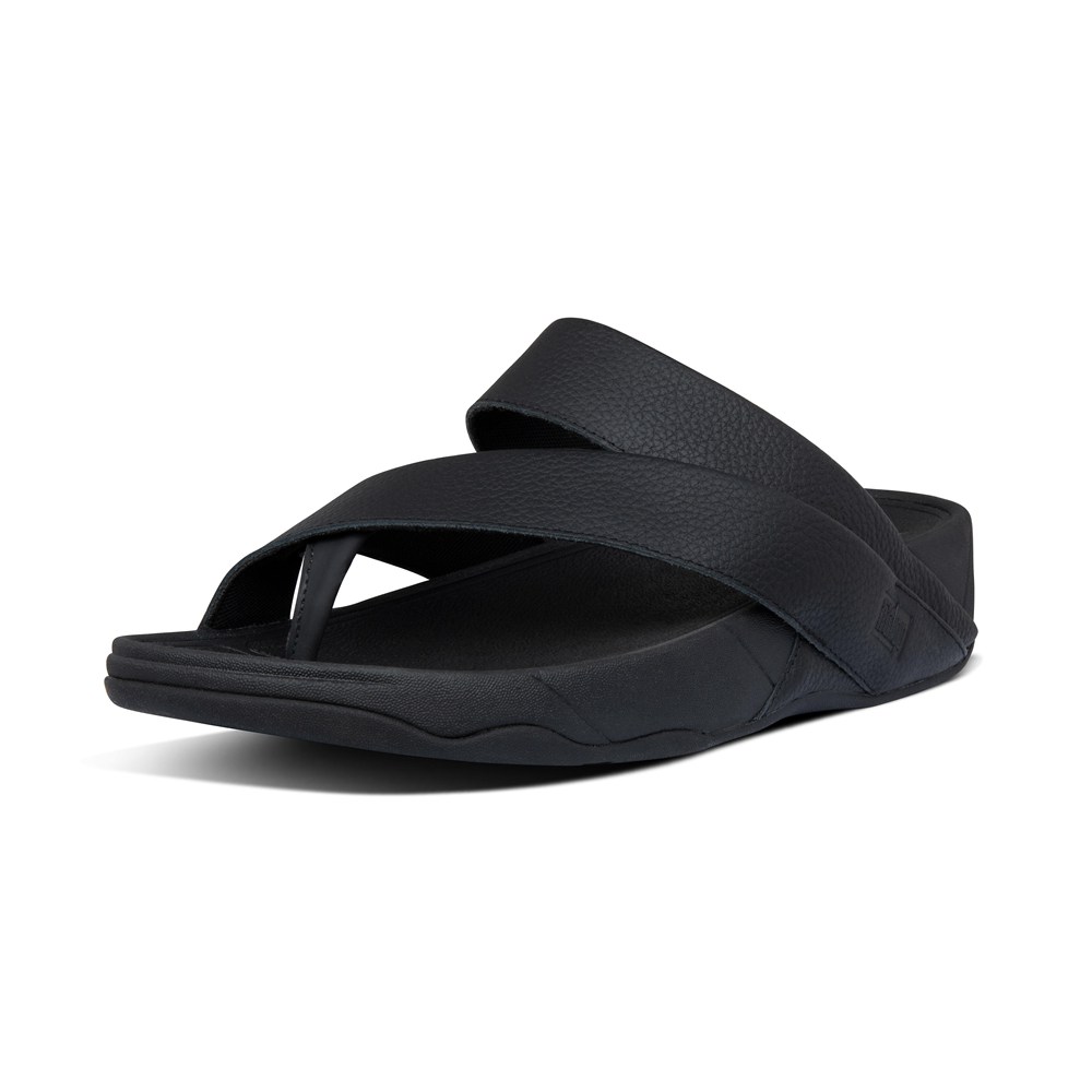 Fitflop Mens Sandals Black - Sling Leather Toe-post - 46JVFCMNY